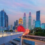 Downtown Kuala Lumpur city skyline, cityscape of Malaysia at twilight