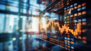 Digital screen displaying financial stock market data