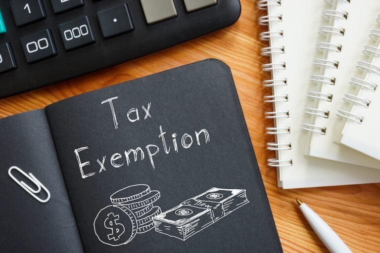Tax Exemption is shown using a text