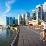 Bicycle sport in marina bay area, Singapore city
