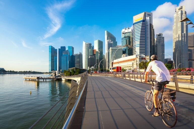 Bicycle sport in marina bay area, Singapore city