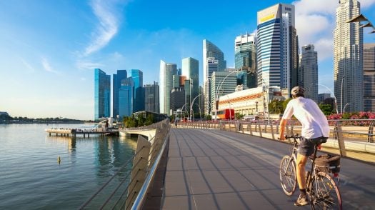 Bicycle sport in marina bay area, Singapore city