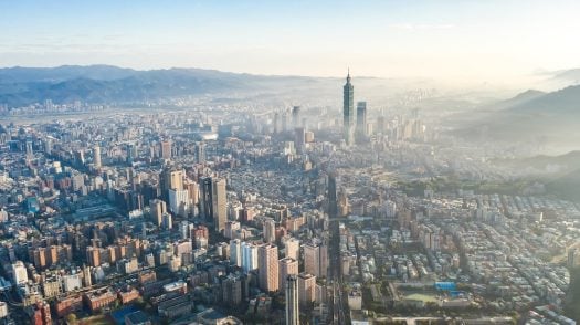 Skyline of taipei city in downtown Taipei, Taiwan.