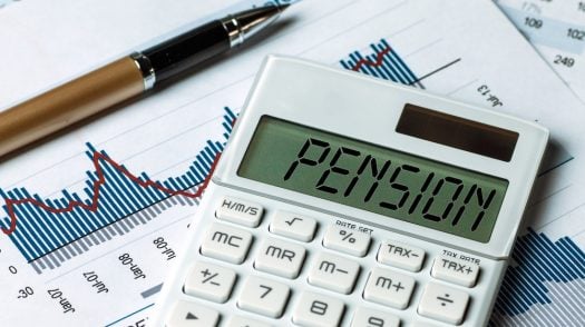 pension concept shown on calculator
